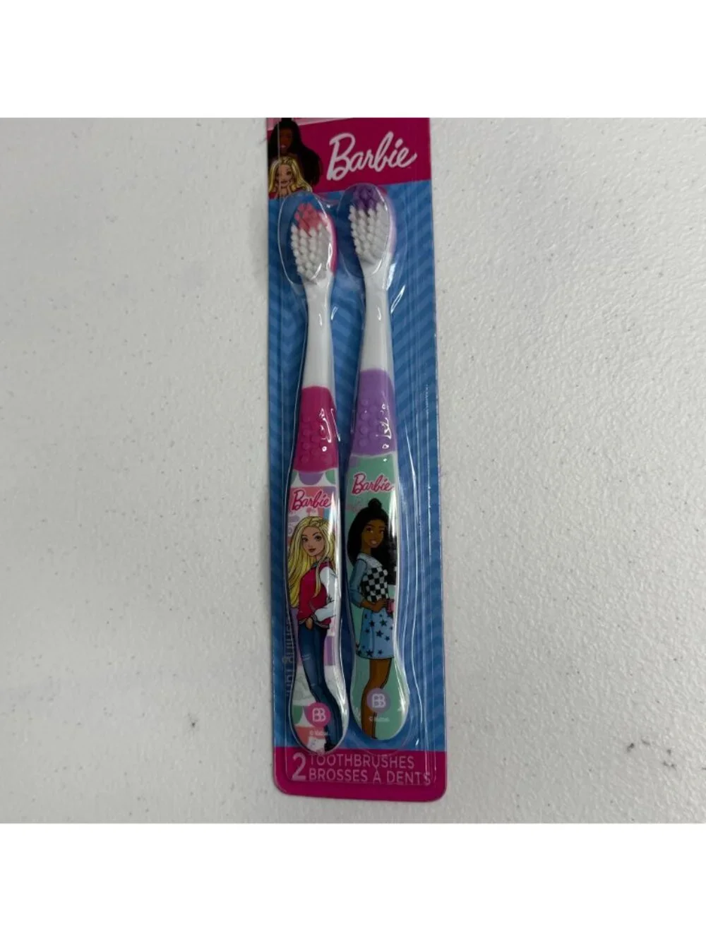 Barbie Kids Toothbrush 2 Pack Soft Bristles Brush Buddies Pink Purple